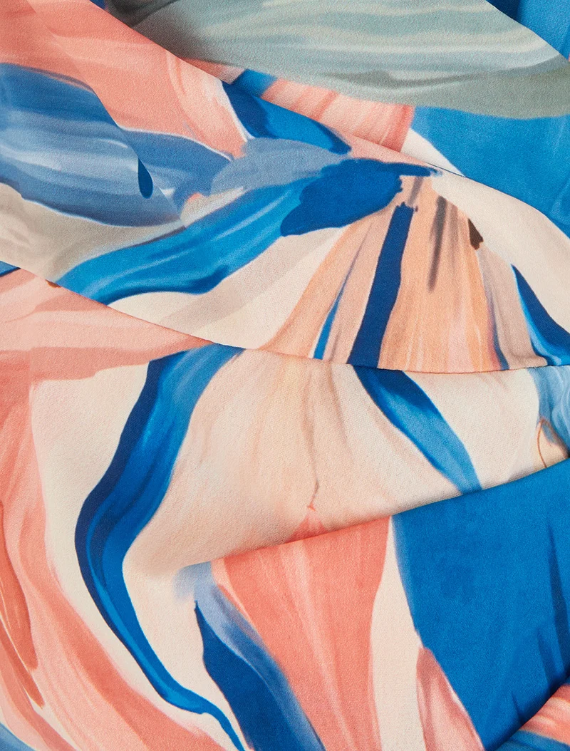 Ärmelloses Wickelkleid mit Lilienblumenmuster - Dunkelblau