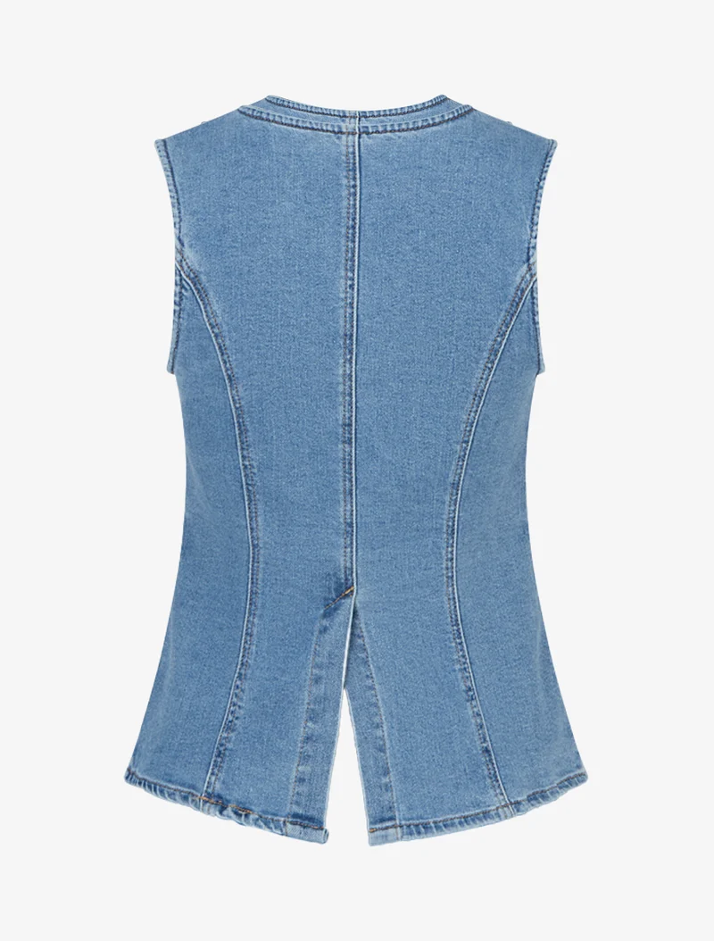 Jeans-Top mit Knöpfen - Blau