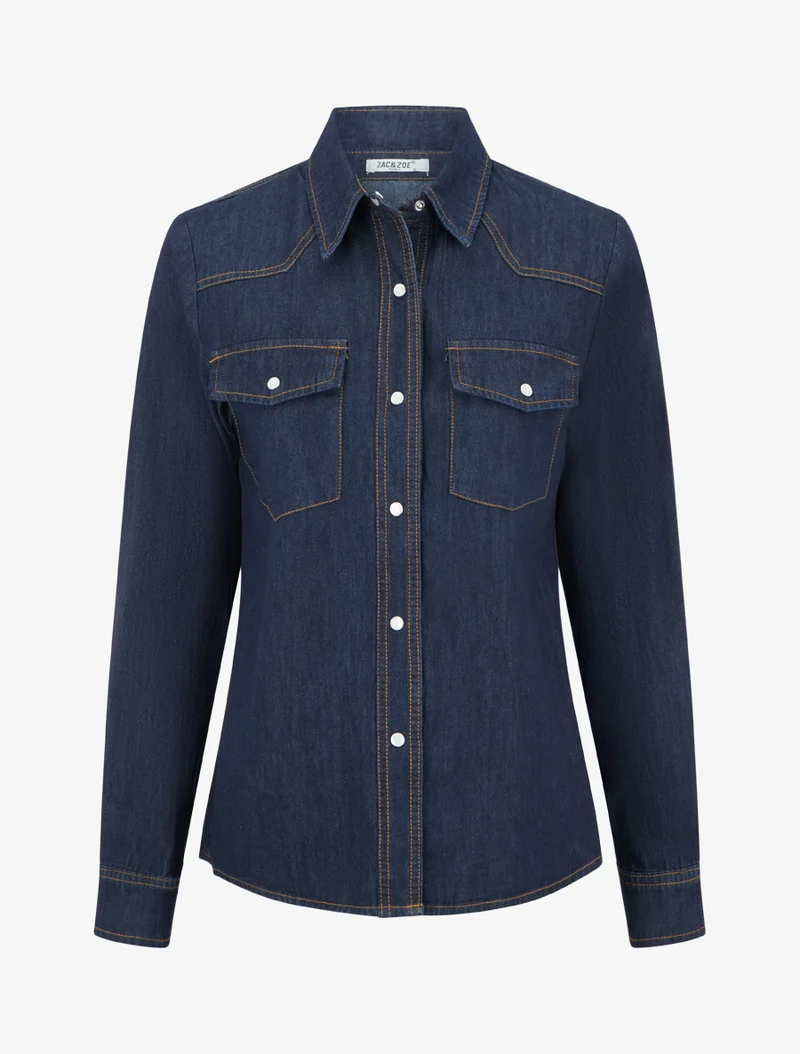 Basic-Jeanshemd - Rohblau