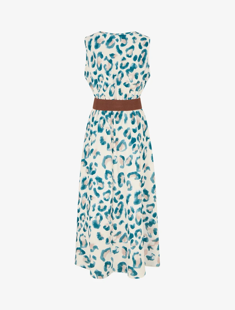 Ärmelloses Kleid mit Leopardenmuster - Grün