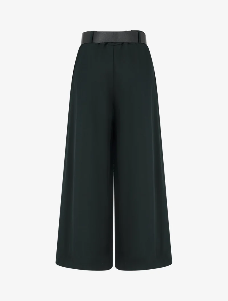 Weite einfarbige Hose mit hoher Taille - Schwarz