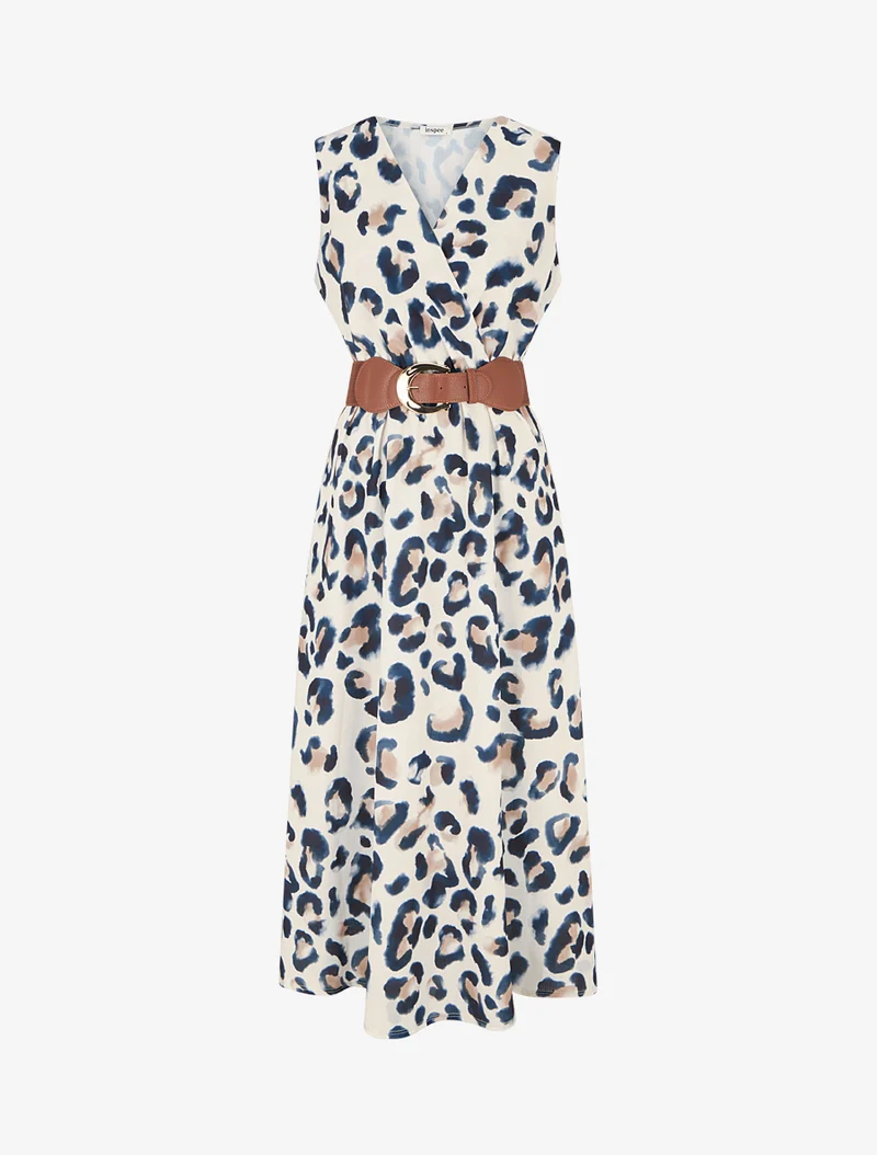 Ärmelloses Kleid mit Leopardenmuster - Marine