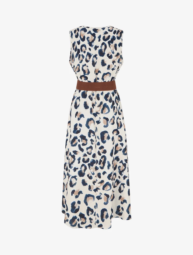 Ärmelloses Kleid mit Leopardenmuster - Marine