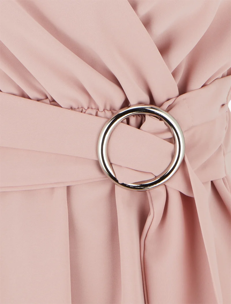 Elastisches einfarbiges Top mit kurzen Ärmeln - Rose
