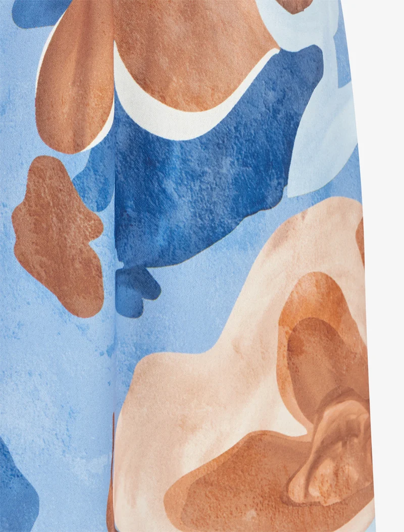 Langes Kleid mit Fantasiemuster - Himmelblau