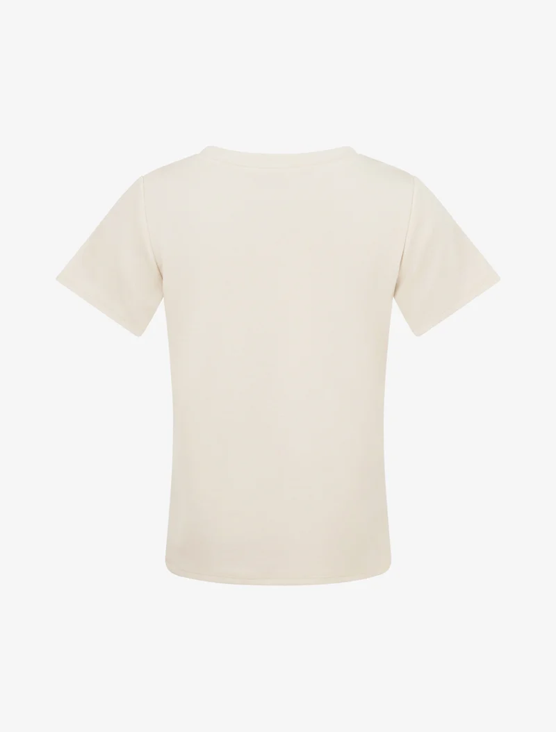 Kurzarm-Top mit Schnalle - Beige