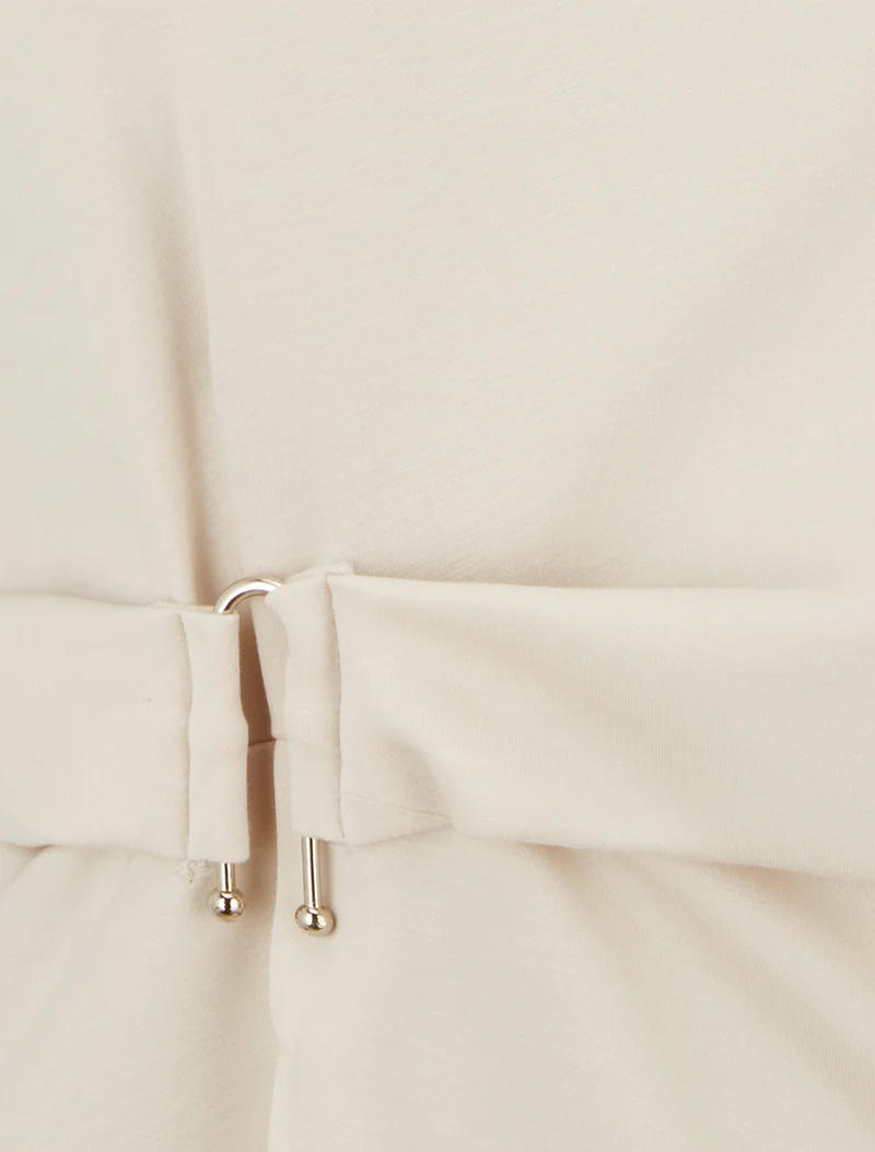 Kurzarm-Top mit Schnalle - Beige