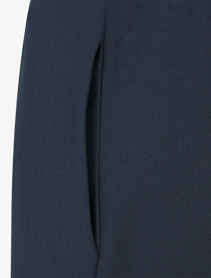 Weite einfarbige Hose mit hoher Taille - Marine