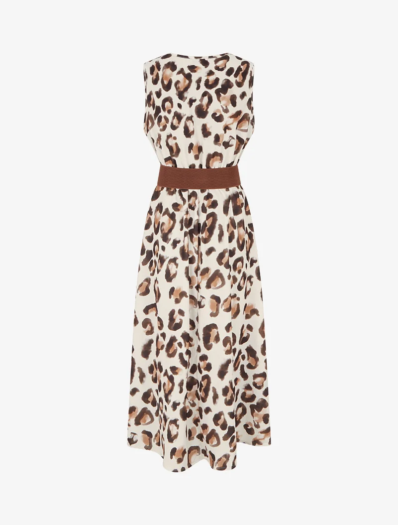 Ärmelloses Kleid mit Leopardenmuster - Braun