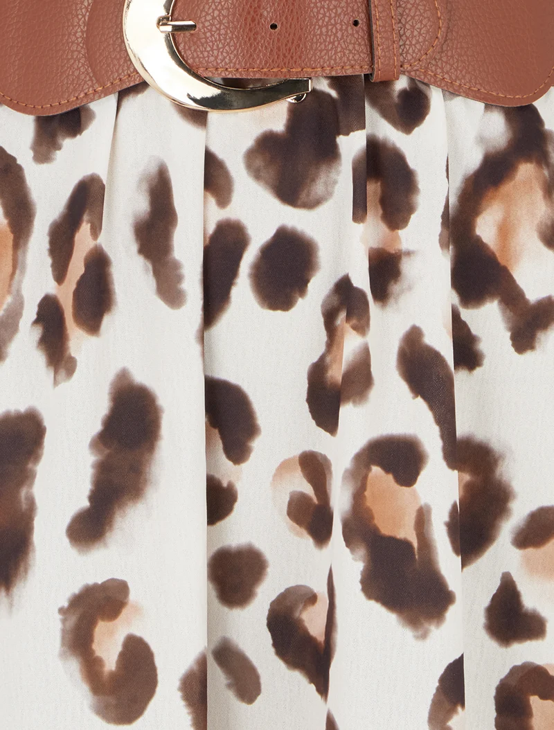 Ärmelloses Kleid mit Leopardenmuster - Braun