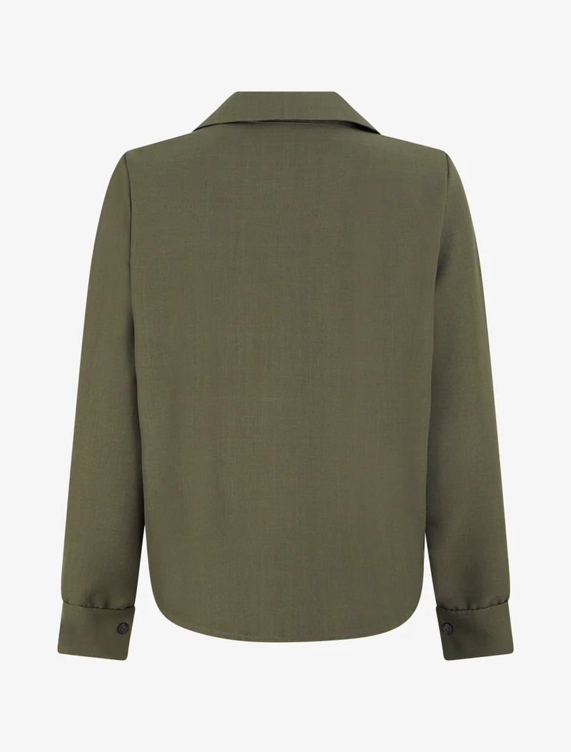 Asymmetrische gebundene Bluse - Kaki