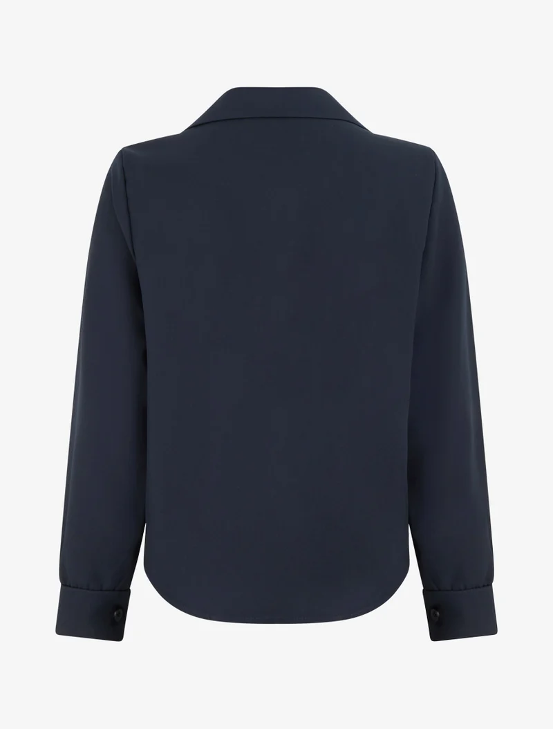 Asymmetrische gebundene Bluse - Marine