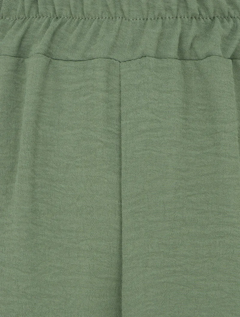 Weite Hose mit bestickten Kanten - Kaki
