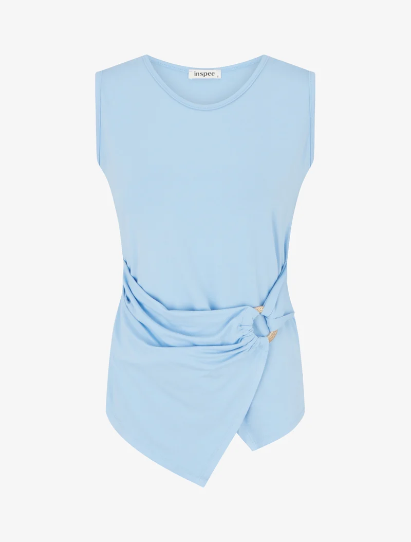 Ärmelloses Top mit Ring - Himmelblau
