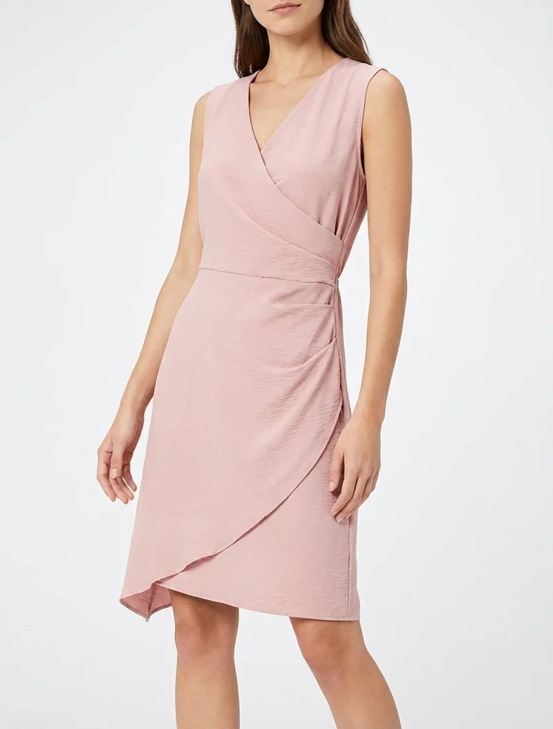 Ärmelloses Wickelkleid - Rose
