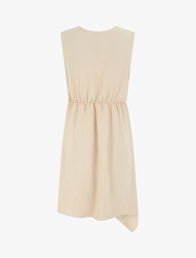 Ärmelloses Wickelkleid - Beige