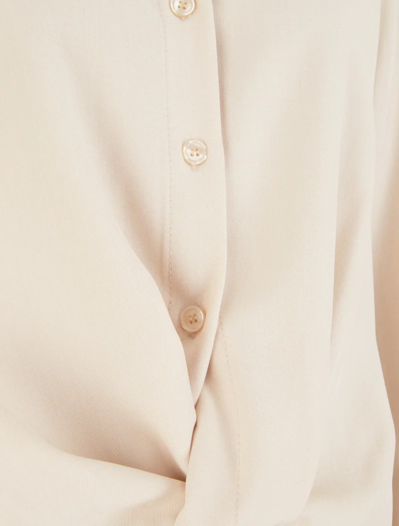 Asymmetrische gebundene Bluse - Beige