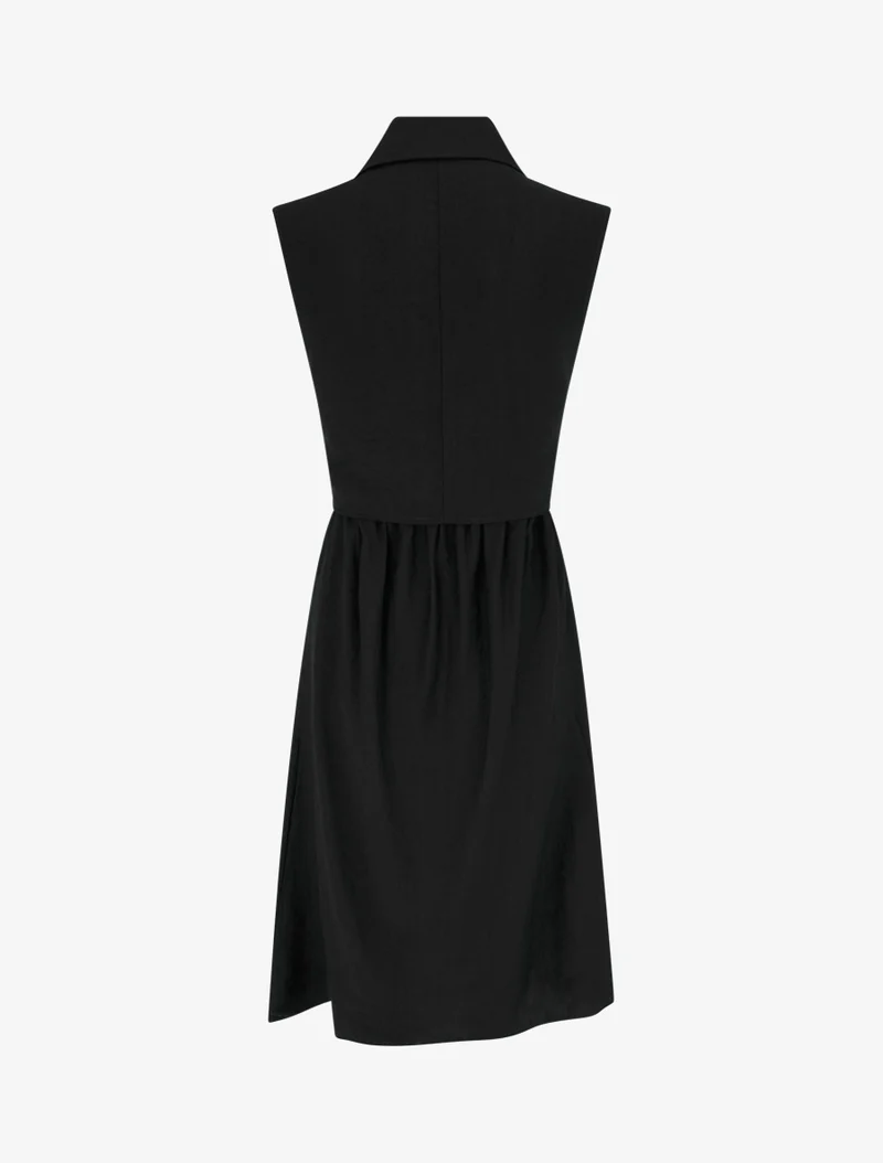 Ärmelloses Hemdkleid mit Bindebändern - Schwarz
