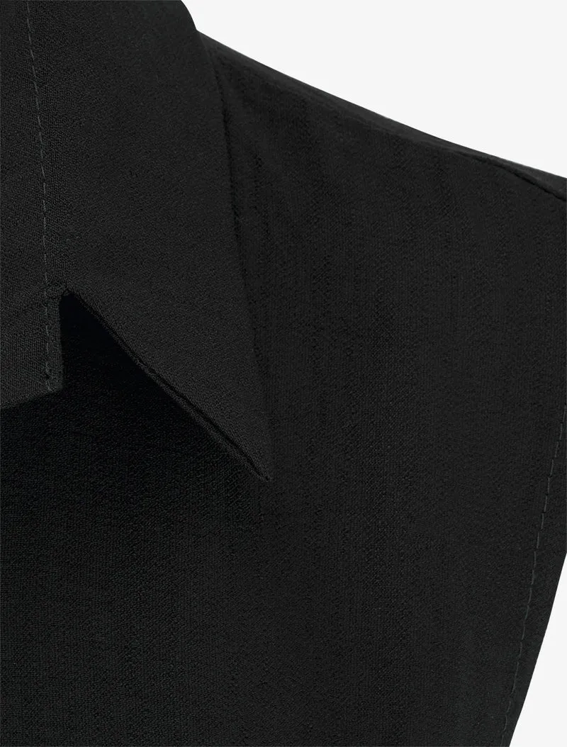 Ärmelloses Hemdkleid mit Bindebändern - Schwarz