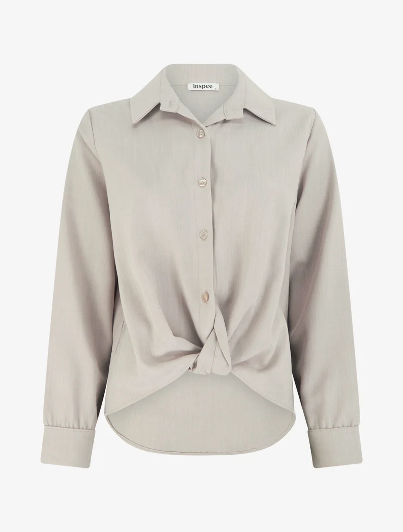 Asymmetrische gebundene Bluse - Maulwurf