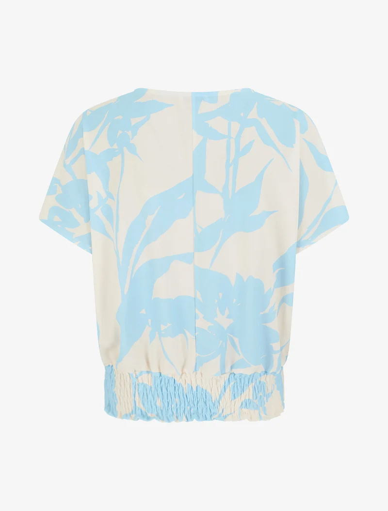 Top mit Blumenmuster im Kugelschnitt - Himmelblau