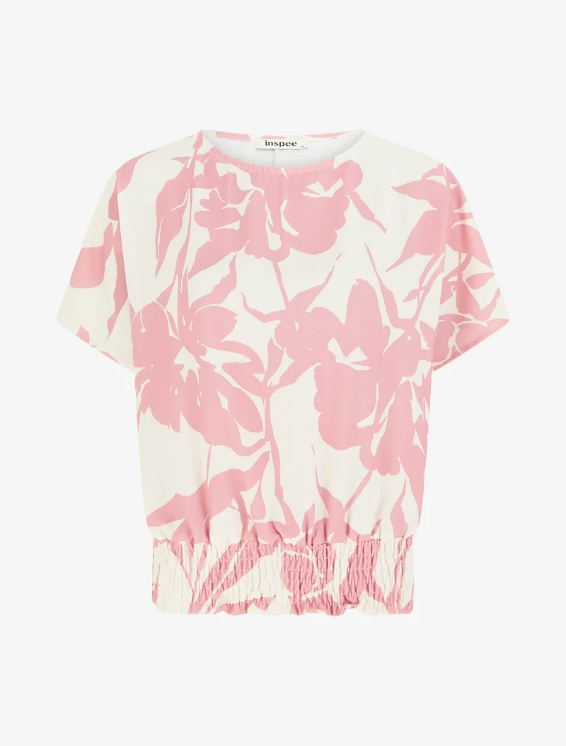 Top mit Blumenmuster im Kugelschnitt - Rose