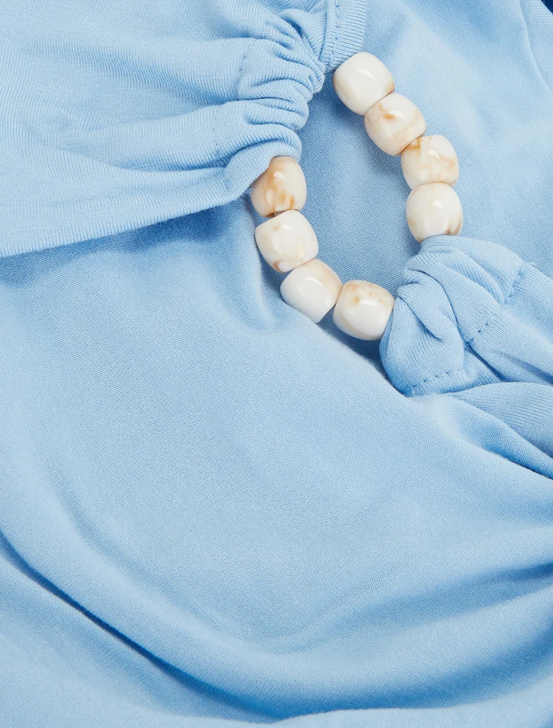 Perlenbesetztes Rückenfreies Top - Himmelblau