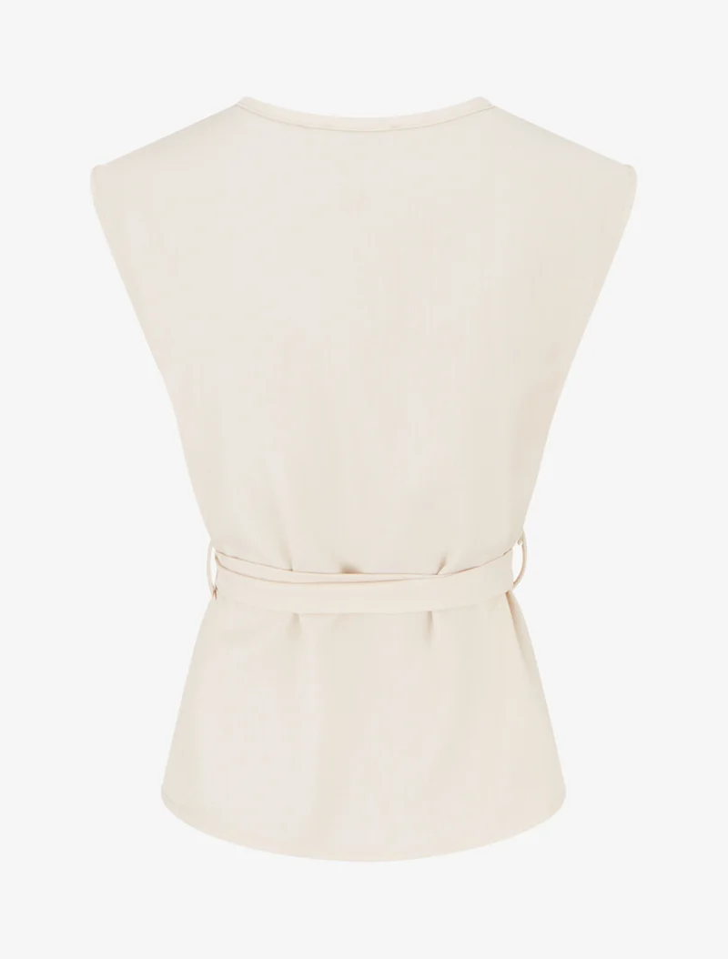 Ärmelloses, geknöpftes Top - Beige