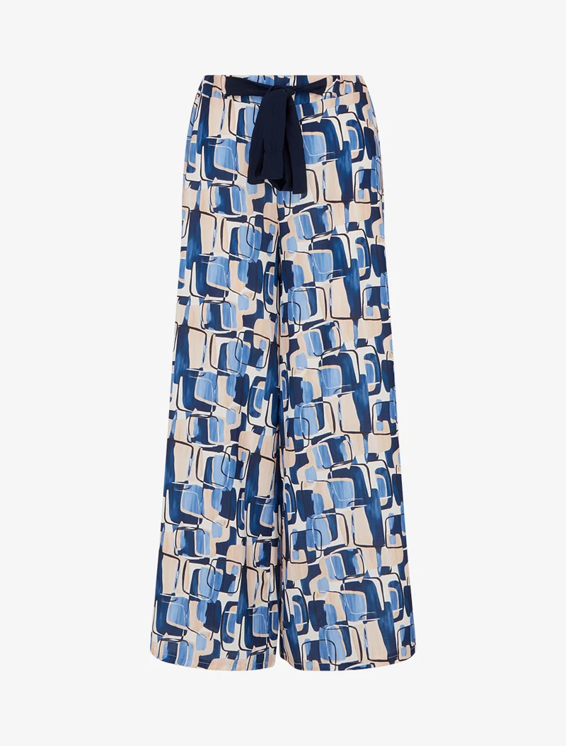 Weit geschnittene Hose mit grafischem Print. - Marine