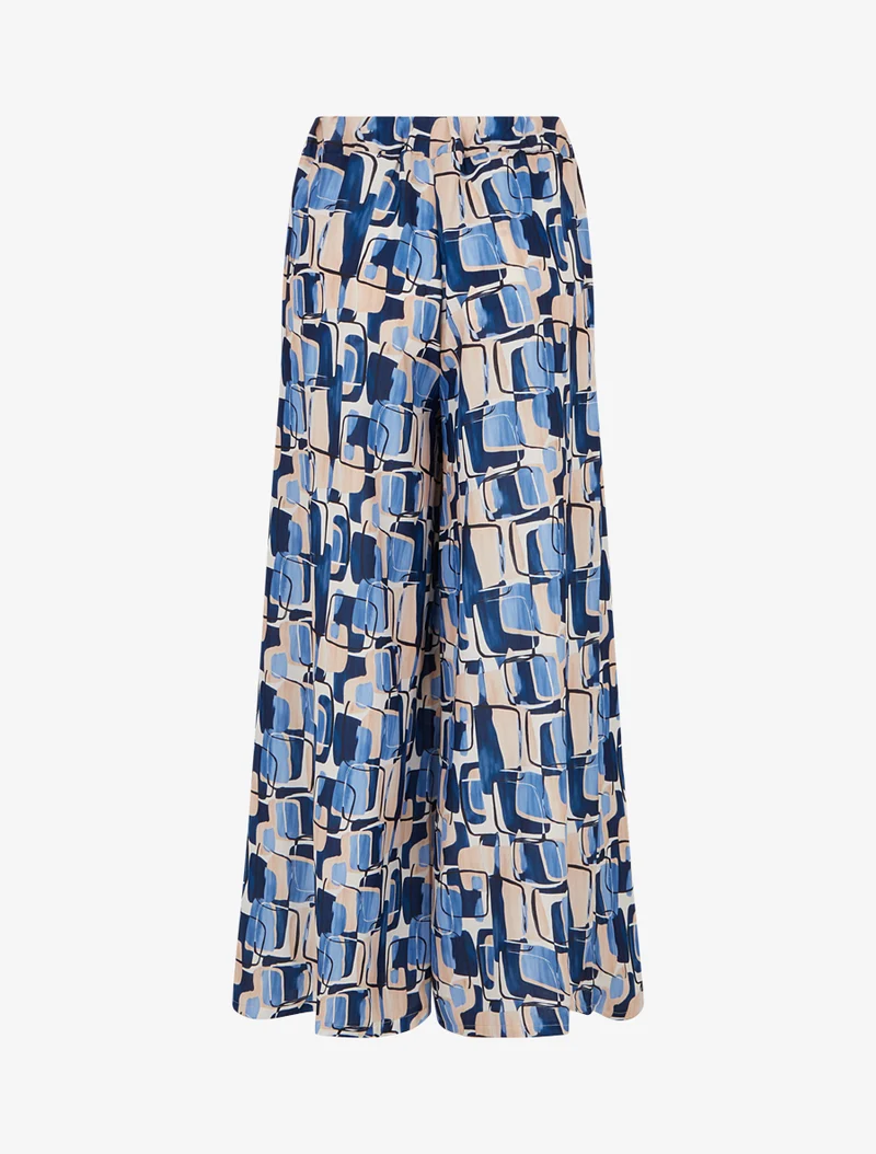 Weit geschnittene Hose mit grafischem Print. - Marine