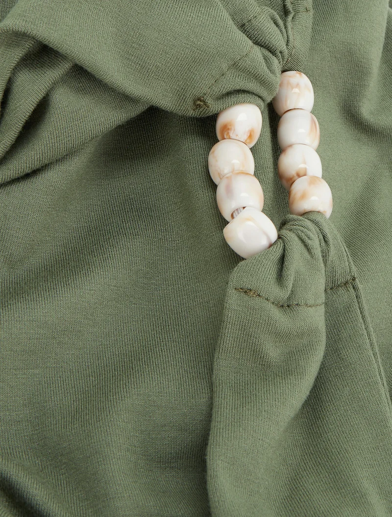 Perlenbesetztes Rückenfreies Top - Kaki