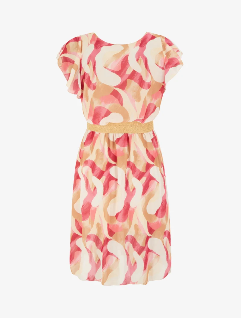 Kleid mit Flügelärmeln und Fantasiemuster. - Rose