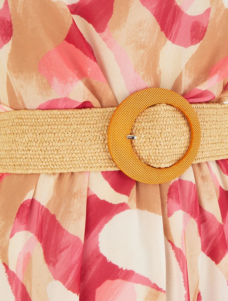 Kleid mit Flügelärmeln und Fantasiemuster. - Rose