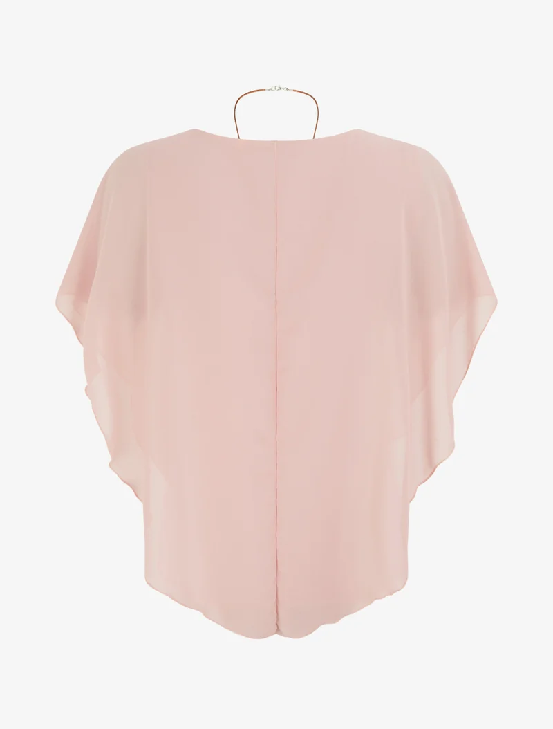 Fließendes Oberteil aus Voile, rechts oben. - Rose