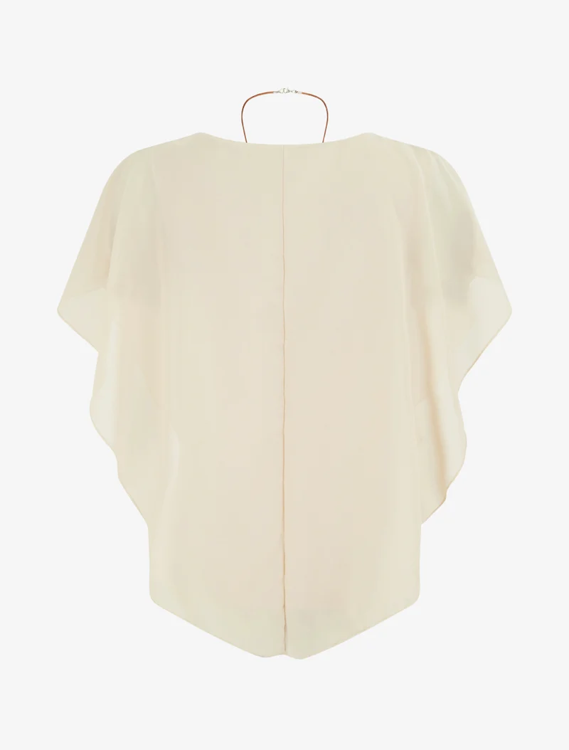 Fließendes Oberteil aus Voile, rechts oben. - Beige