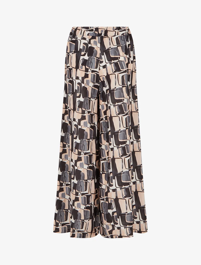 Weit geschnittene Hose mit grafischem Print. - Schwarz