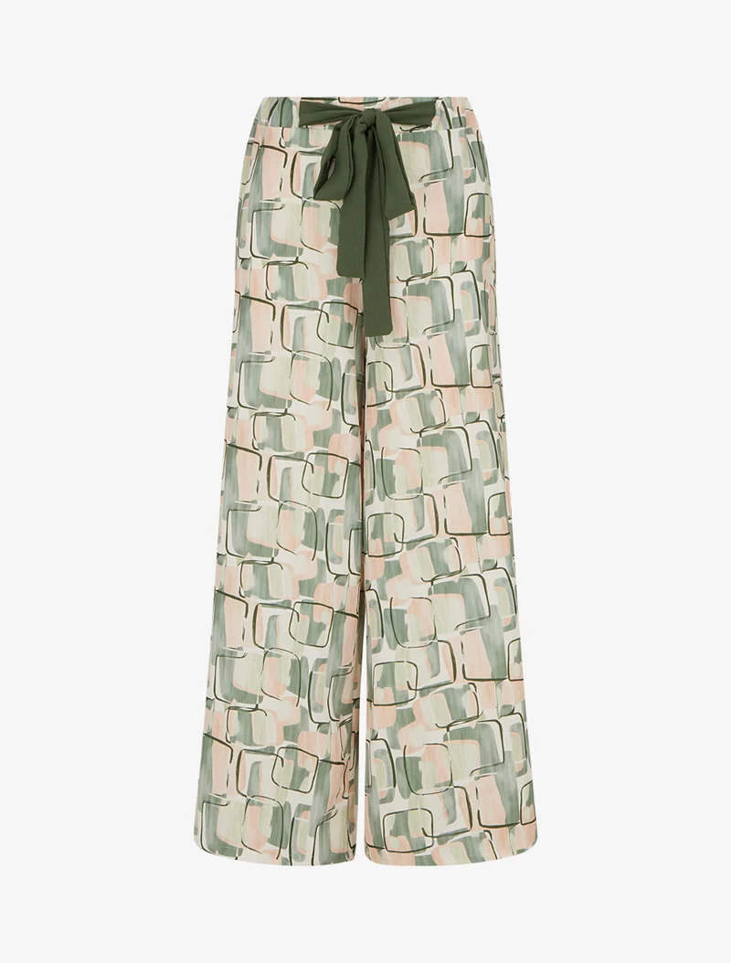 Weit geschnittene Hose mit grafischem Print. - Kaki