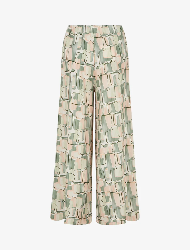 Weit geschnittene Hose mit grafischem Print. - Kaki