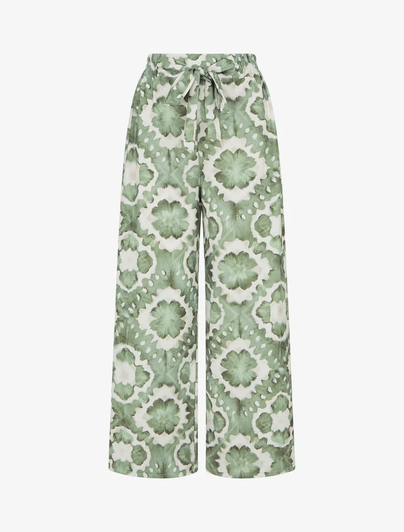 Elastische Hose mit abstraktem Muster - Kaki