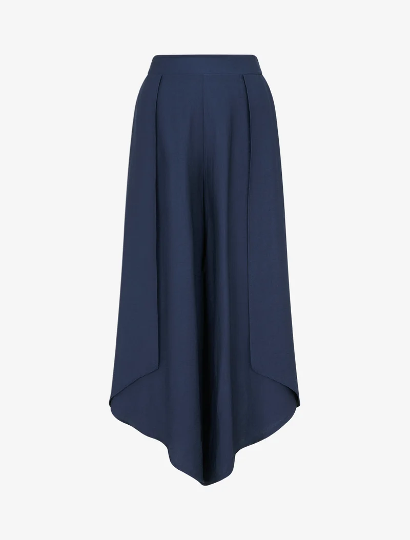 Weite Hose mit asymmetrischen Kanten - Marine