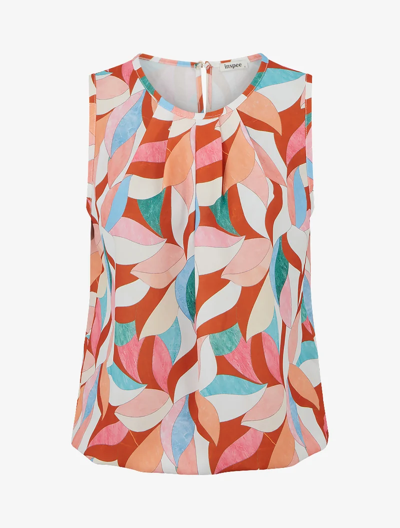 Elastisches Oberteil mit Fantasiemuster - Orange