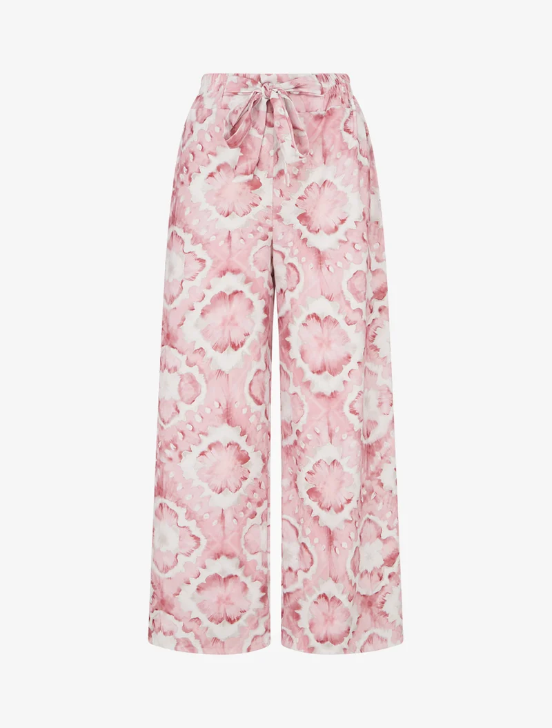 Elastische Hose mit abstraktem Muster - Rose