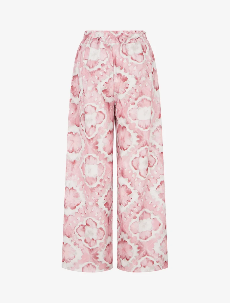 Elastische Hose mit abstraktem Muster - Rose