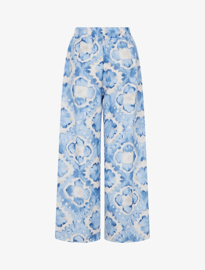 Elastische Hose mit abstraktem Muster - Himmelblau