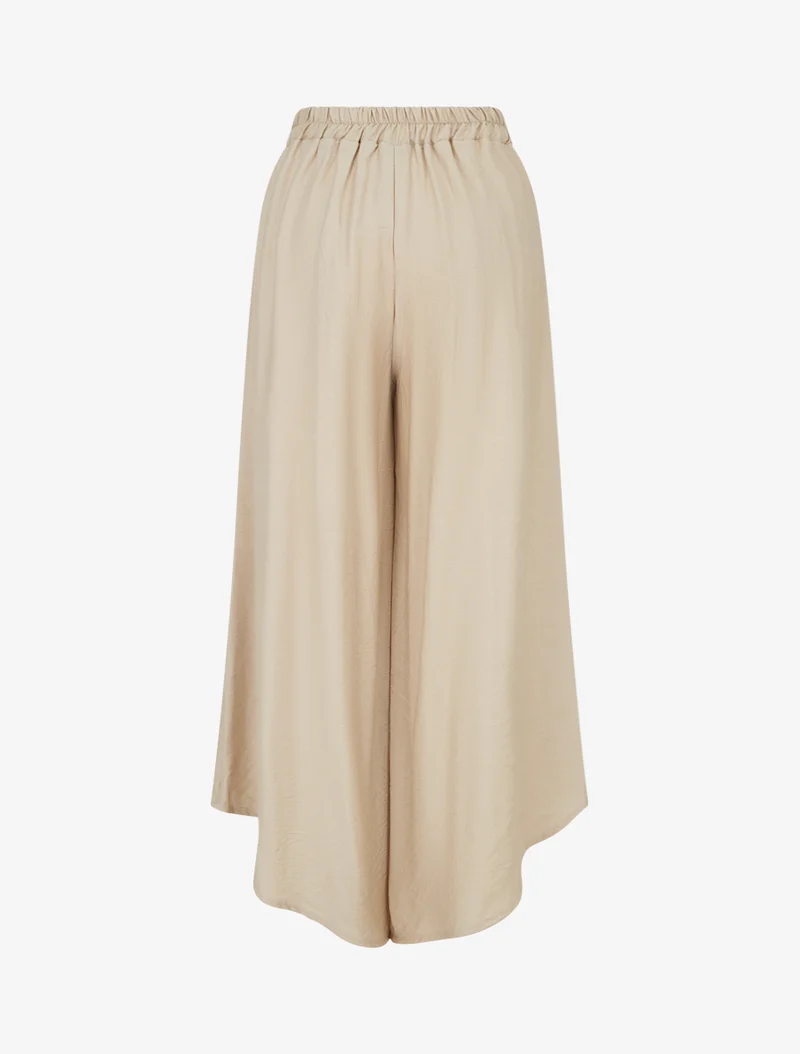 Weite Hose mit asymmetrischen Kanten - Beige