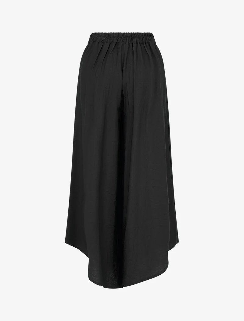 Weite Hose mit asymmetrischen Kanten - Schwarz