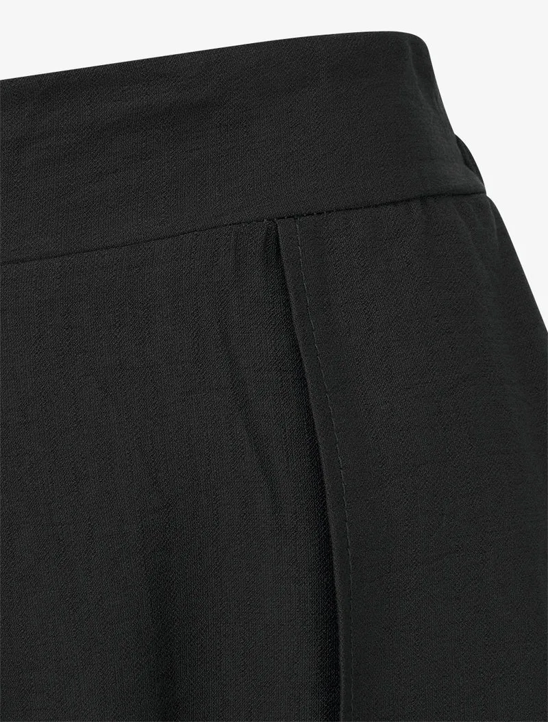 Weite Hose mit asymmetrischen Kanten - Schwarz
