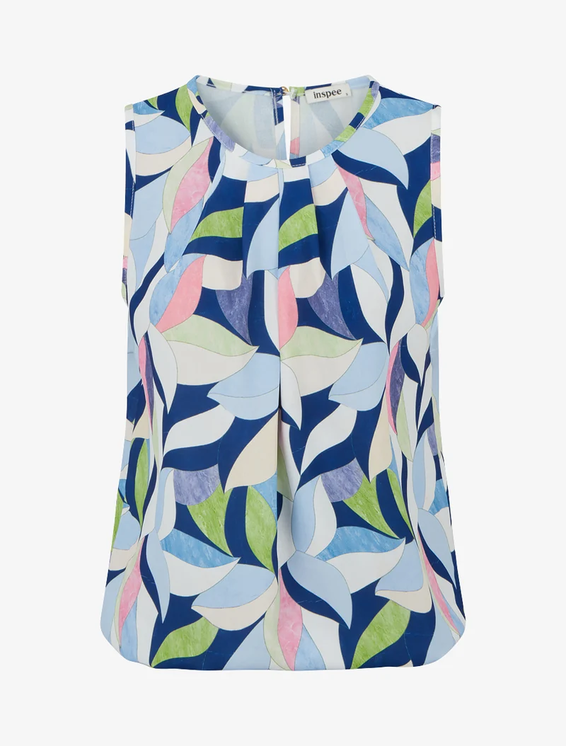 Elastisches Oberteil mit Fantasiemuster - Marine