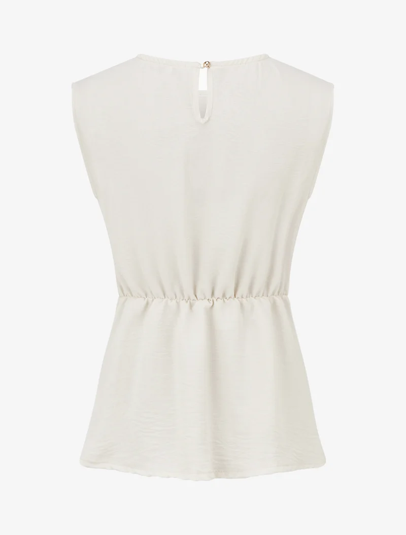 Tailliertes Oberteil mit dekorativer Schnalle - Beige