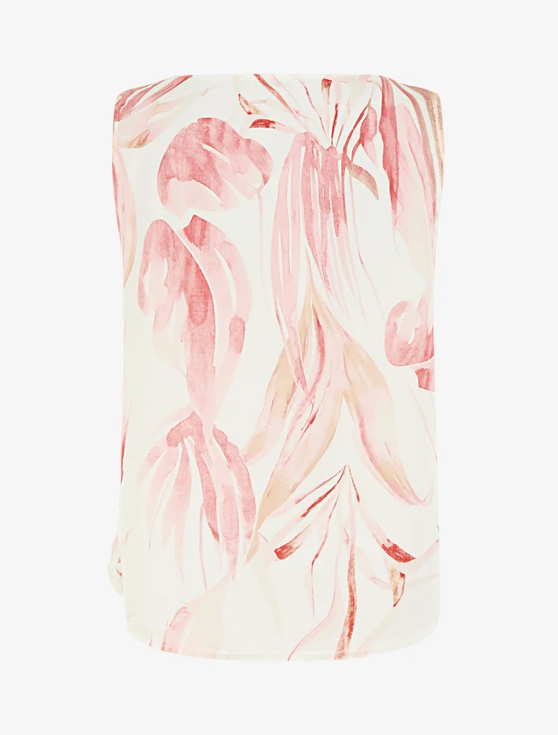 Satinoberteil mit Blätterdruck und Schmuckträger. - Rose